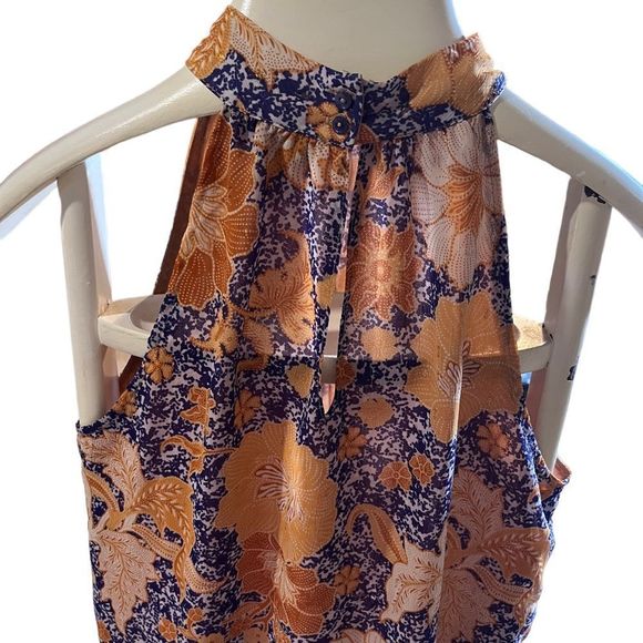 Cupcakes & Cashmere Top Orange and Purple Iridescent High Neck Sleeveless Sz S - Picture 3 of 4